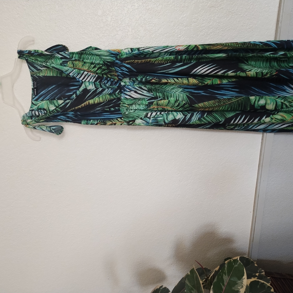 Tropical Leaf Print Jumpsuit